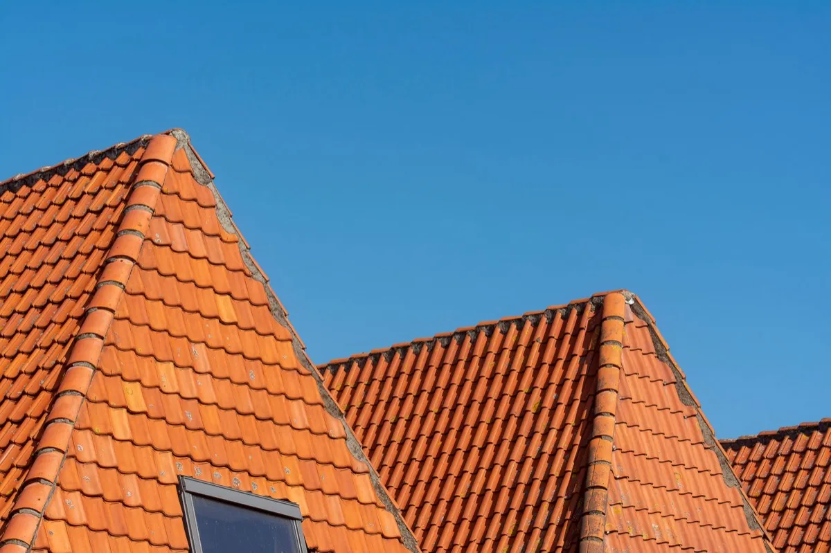 Clay barrel tile rooflines on homes in Green Bay, WI